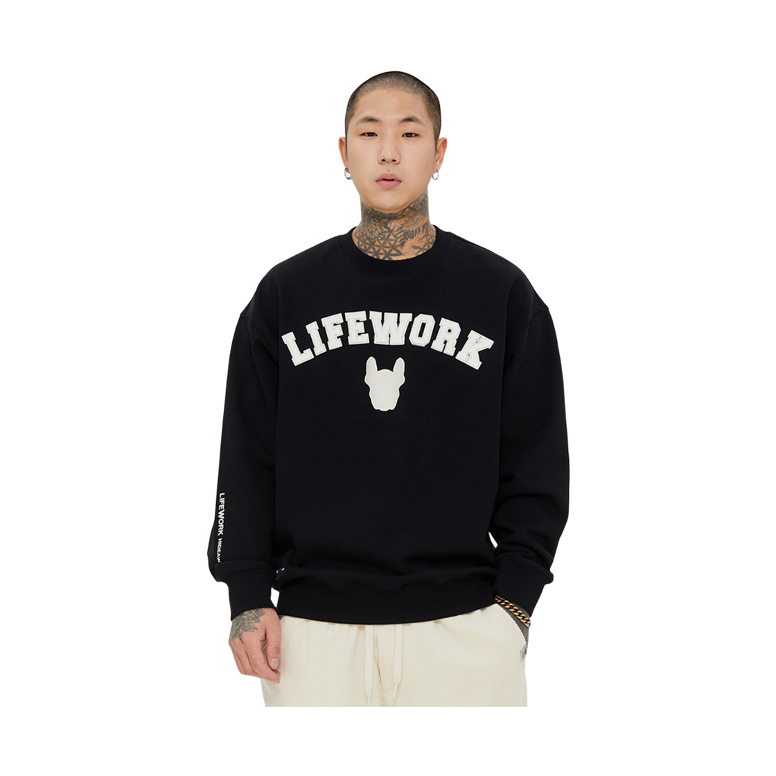 라이프워크 라독 레더 아플리케 맨투맨_LW234MT402(Lifework Radog Leather Applique Sweatshirt_LW234MT402) - 2