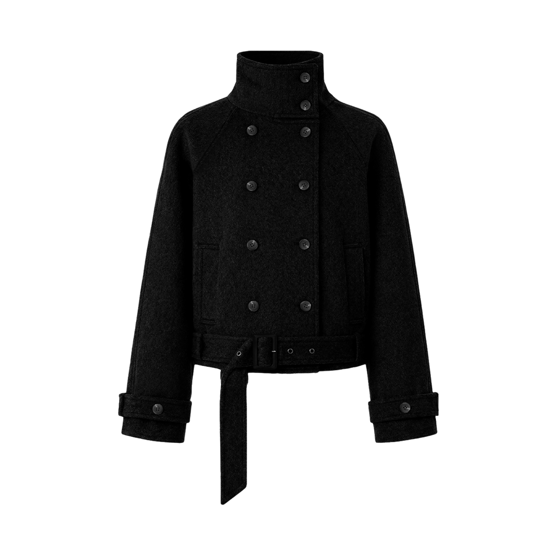 RS26WCT102BLK Rosefrantz Double-Breasted Wool Crop Coat [Black]