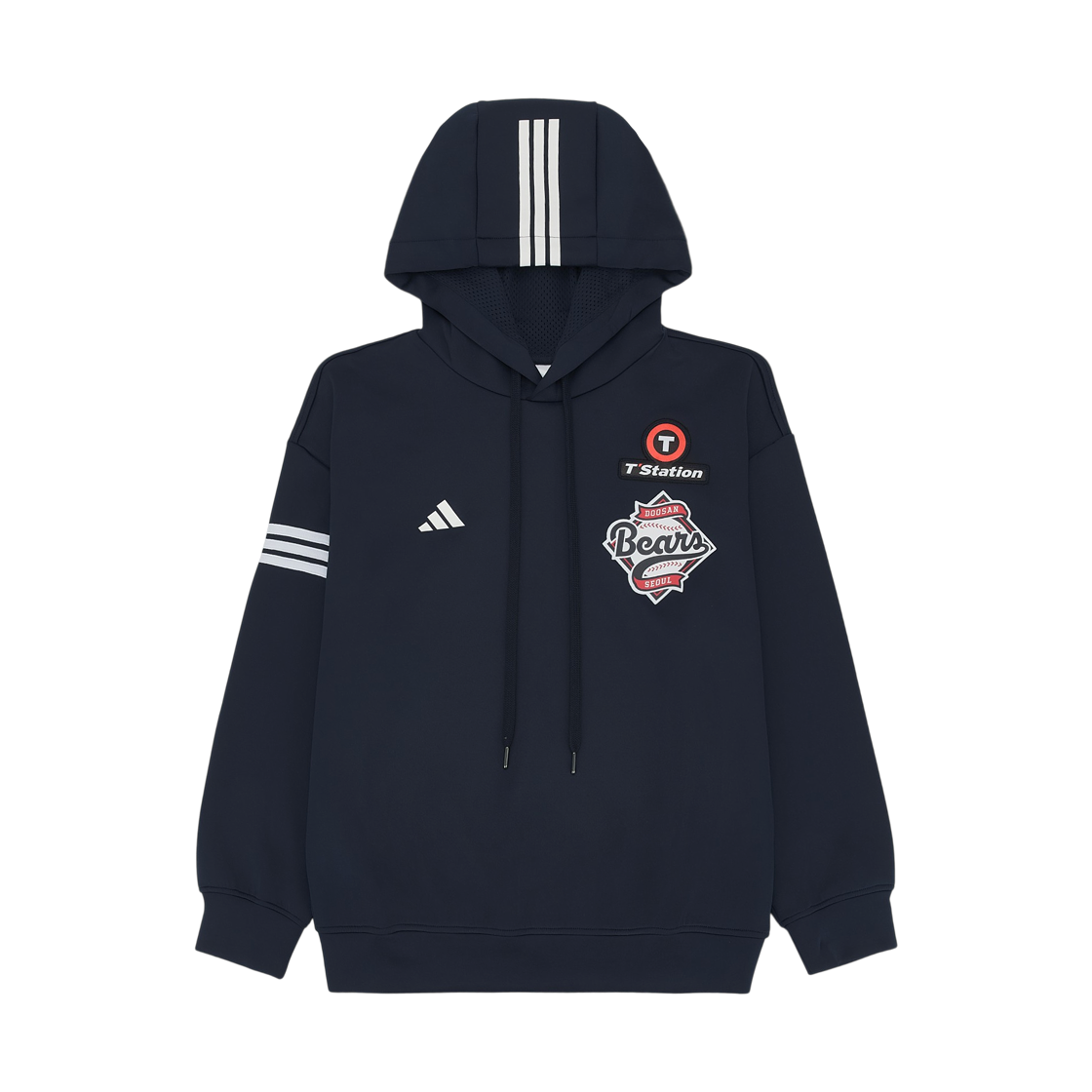 JL4629 Doosan Bears x Adidas 2025 Authentic Bench Hoodie Navy - KR Sizing