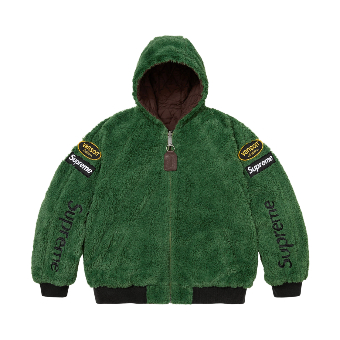 - Supreme x Vanson Leathers Reversible Quilted Hooded Jacket Brown - 26FW
