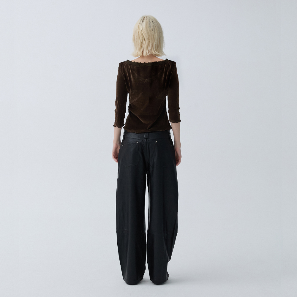 아크무어 글램 벨벳 7부 티셔츠 브라운(ARCMOOR Glam Velvet 3/4 Sleeve T-Shirt Brown) - 4