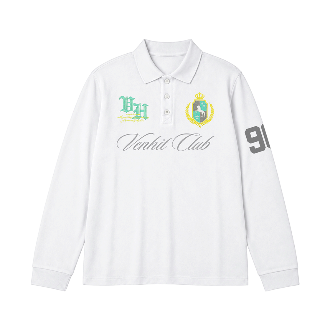 26FV007 VENHIT Heritage Polo Long-Sleeve White