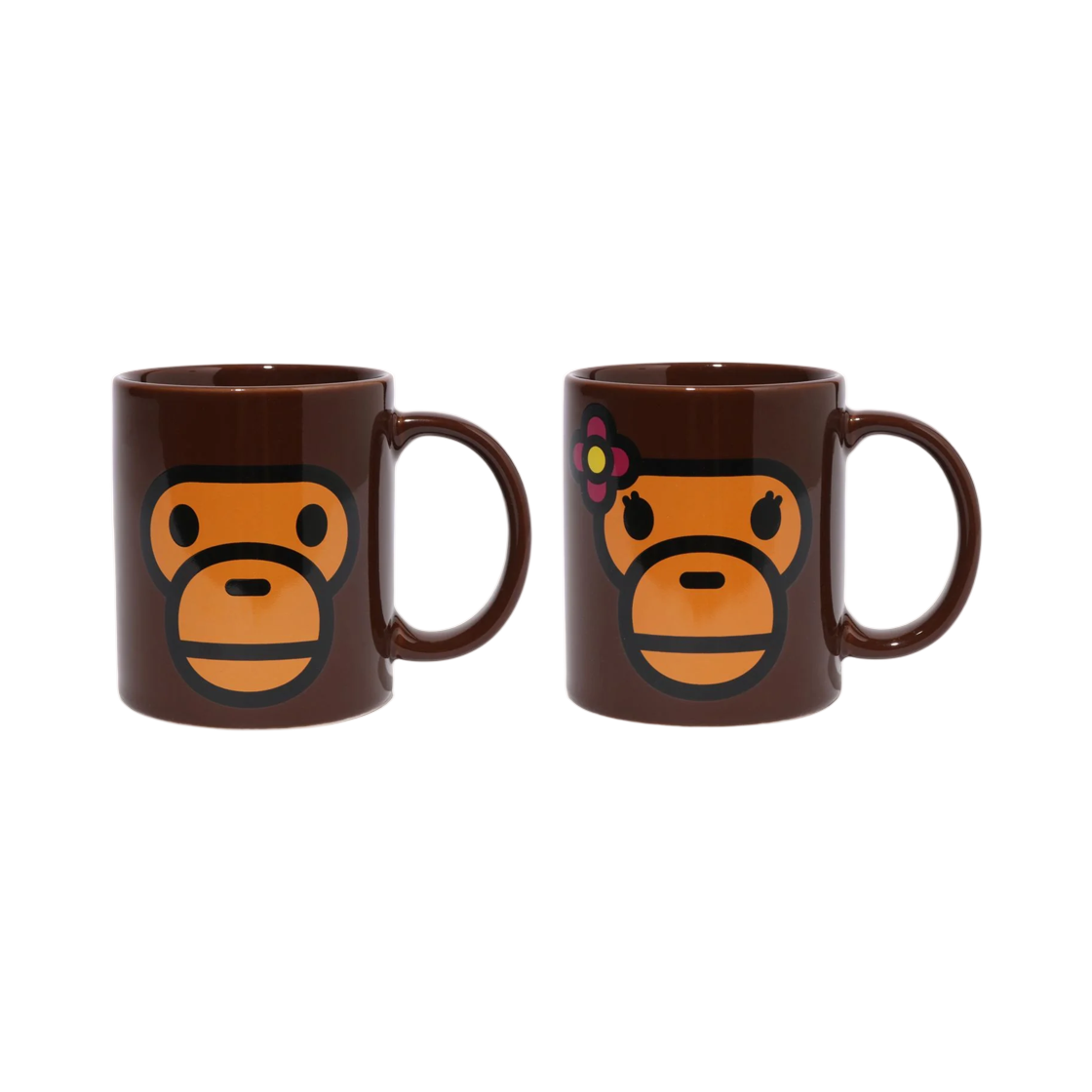 베이프 베이비 마일로 앤 베이비 리사 머그 컵 세트 브라운(BAPE Baby Milo and Baby Lisa Mug Cup Set Brown) - 1