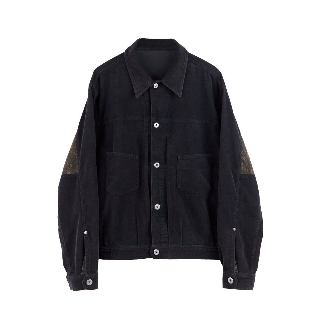 폴리테루 1011 페이즐리 트러커 자켓 코듀로이 다크 퍼플 네이비(Polyteru 1011 Paisley Trucker Jacket Corduroy Dark Purple Navy)