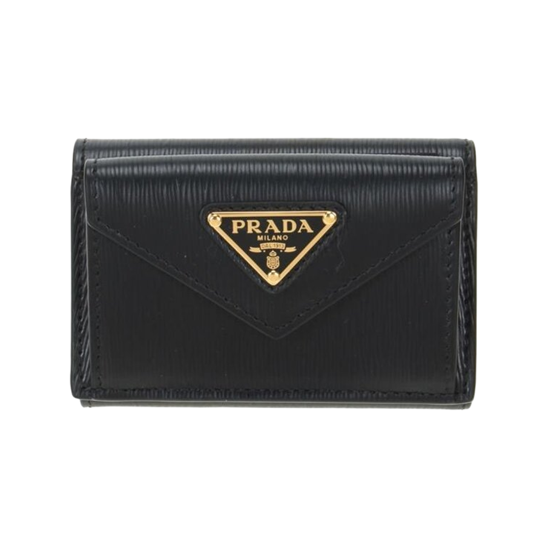 1MH021-2DDU-F0002 Prada Vitello Move Triangle Logo Wallet Black