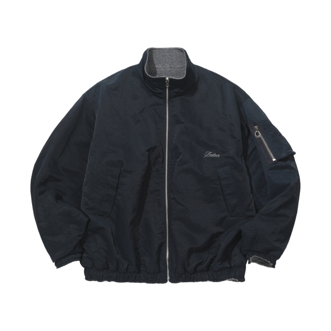 F263JK23 FRITUR Reversible Fleece Bomber Jacket Navy