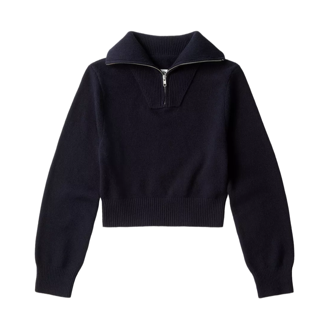 S62GL0038M13349487 (W) MM6 Maison Margiela Half Zip Cropped Knit Top Navy Blue