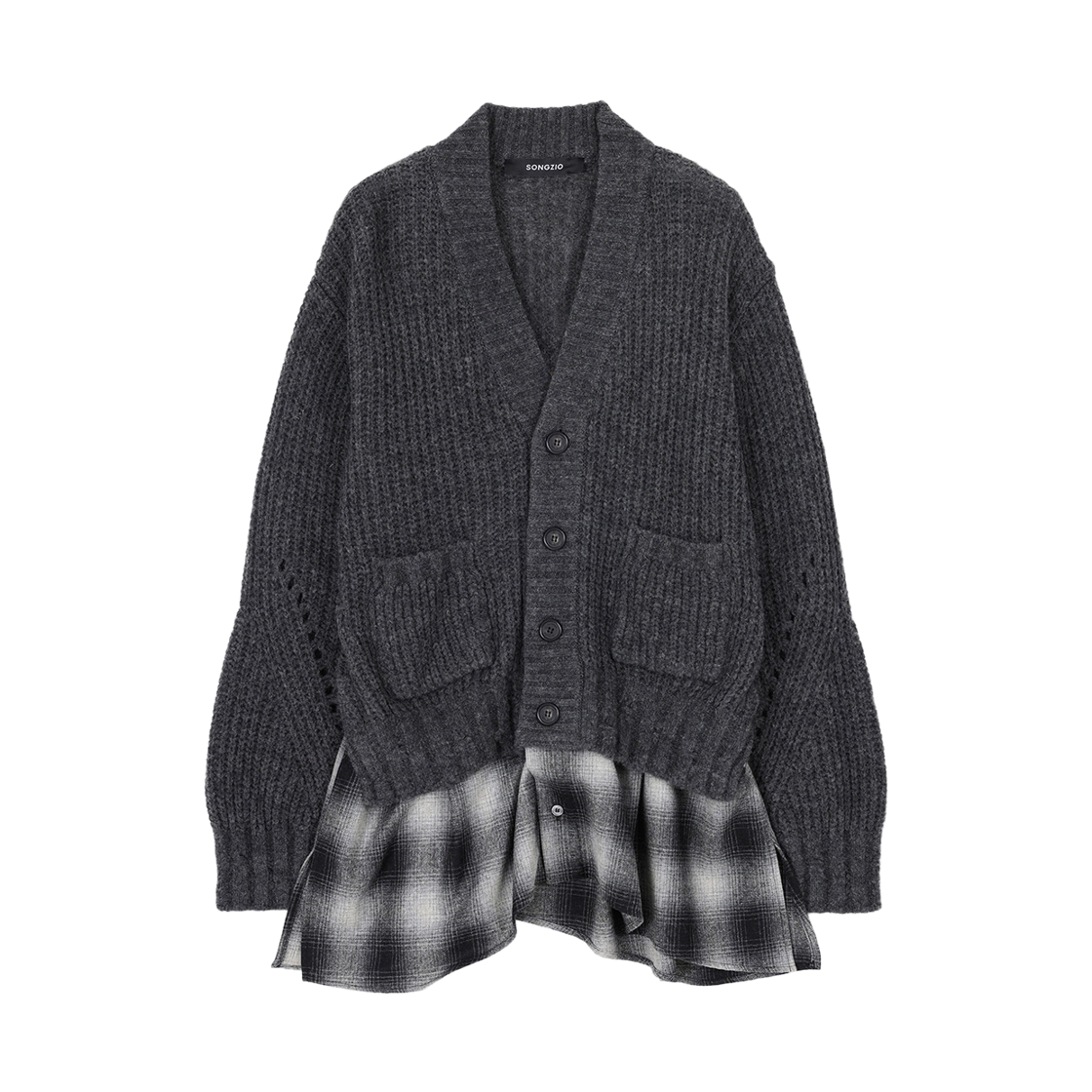 송지오 컬렉션 인터록 가디건 그레이(SONGZIO COLLECTION Interlock Cardigan Grey)