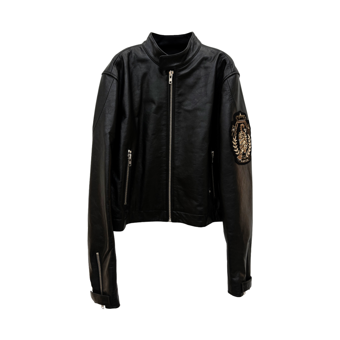 P0000BYH12 Sundayoffclub Hand-Zardozi embroidery Bull Leather Jacket