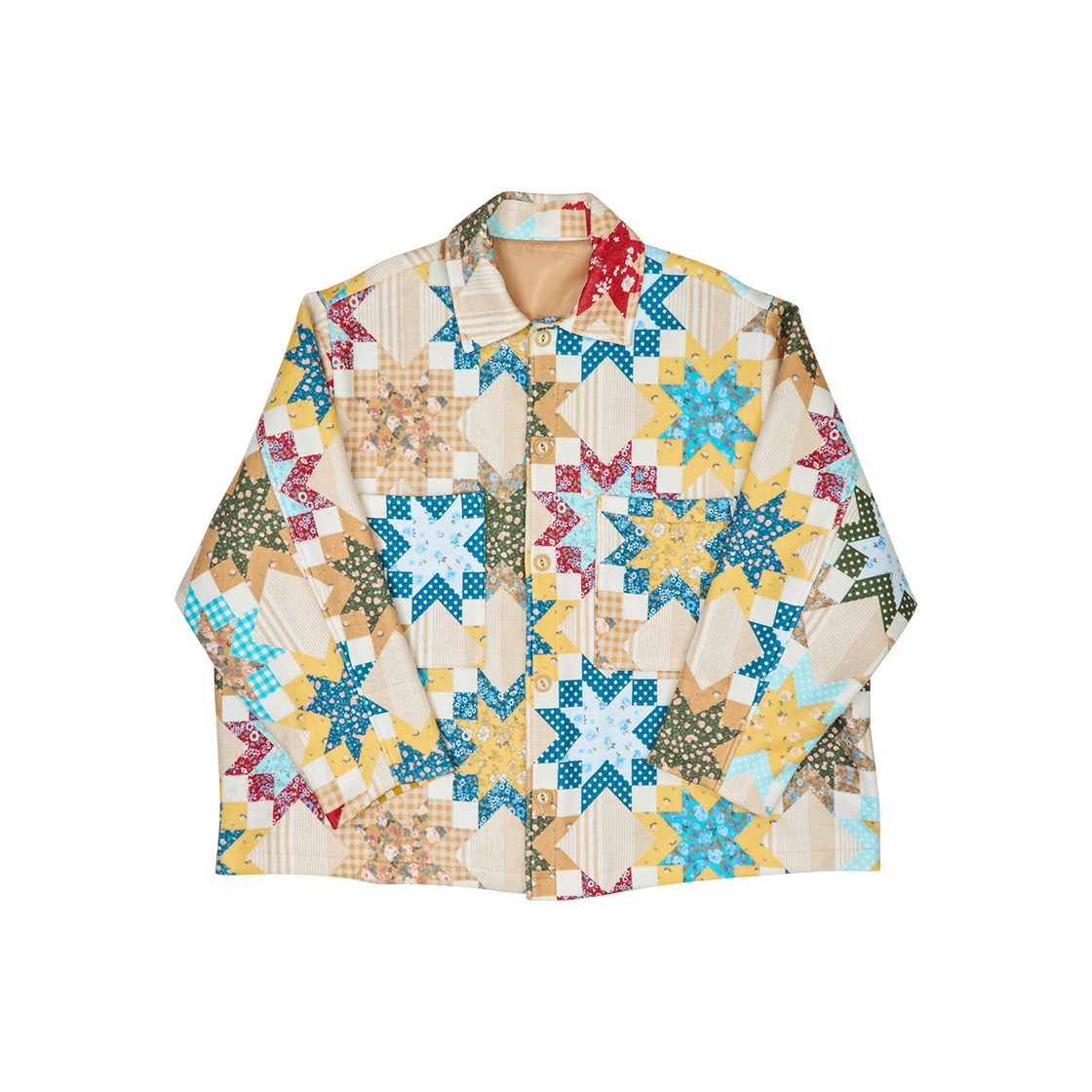 G83107A_YE GORT Patchwork Graphic Fleece Jacket Yellow