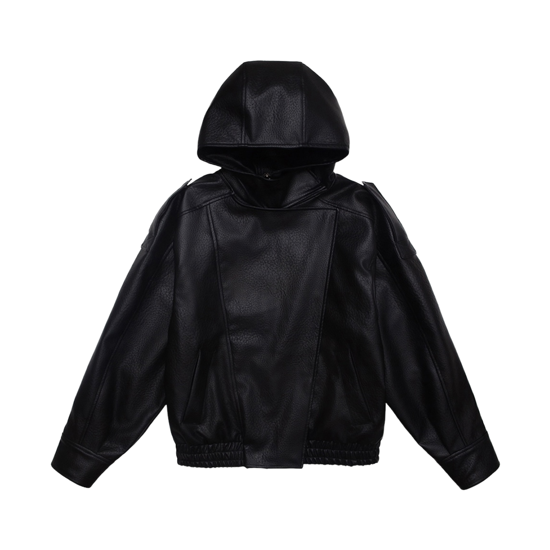 CN26FW-JK03BK CALL OUT NEW YEAR Cony High-Neck Hooded Leather Jacket / Black
