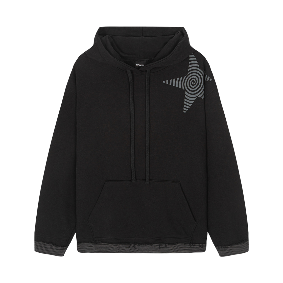 톤슬 별 프린팅 레이어드 후드 티셔츠 블랙(TONSIL Star Printed Layered Hoodie Black) - 1