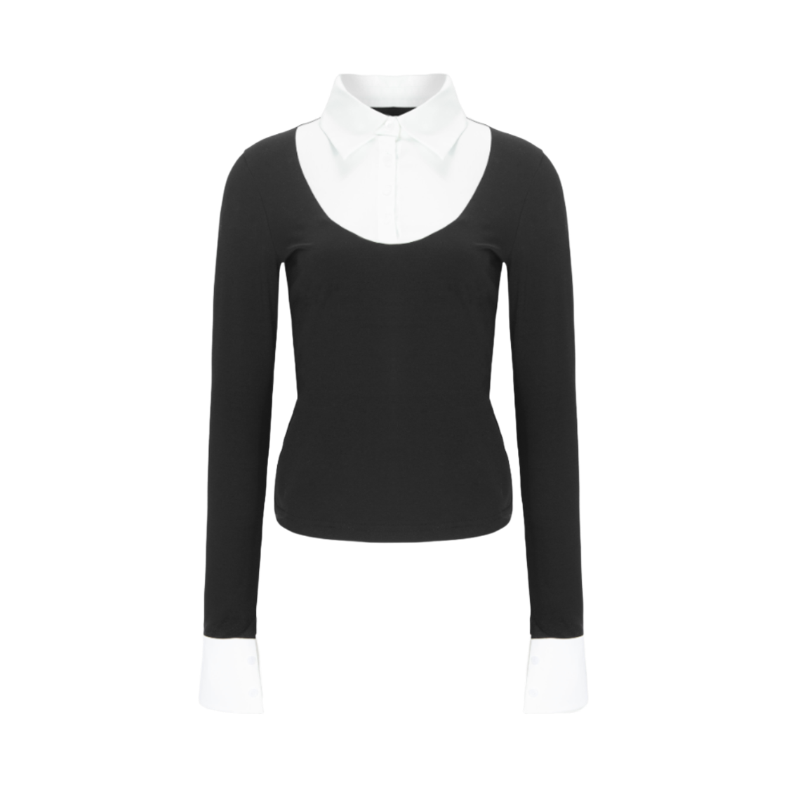 아크메서드 클래식 셔츠 레이어드 탑 (블랙 & 화이트)(ARCMETHOD Classic Shirt-Layered Top (Black + White))