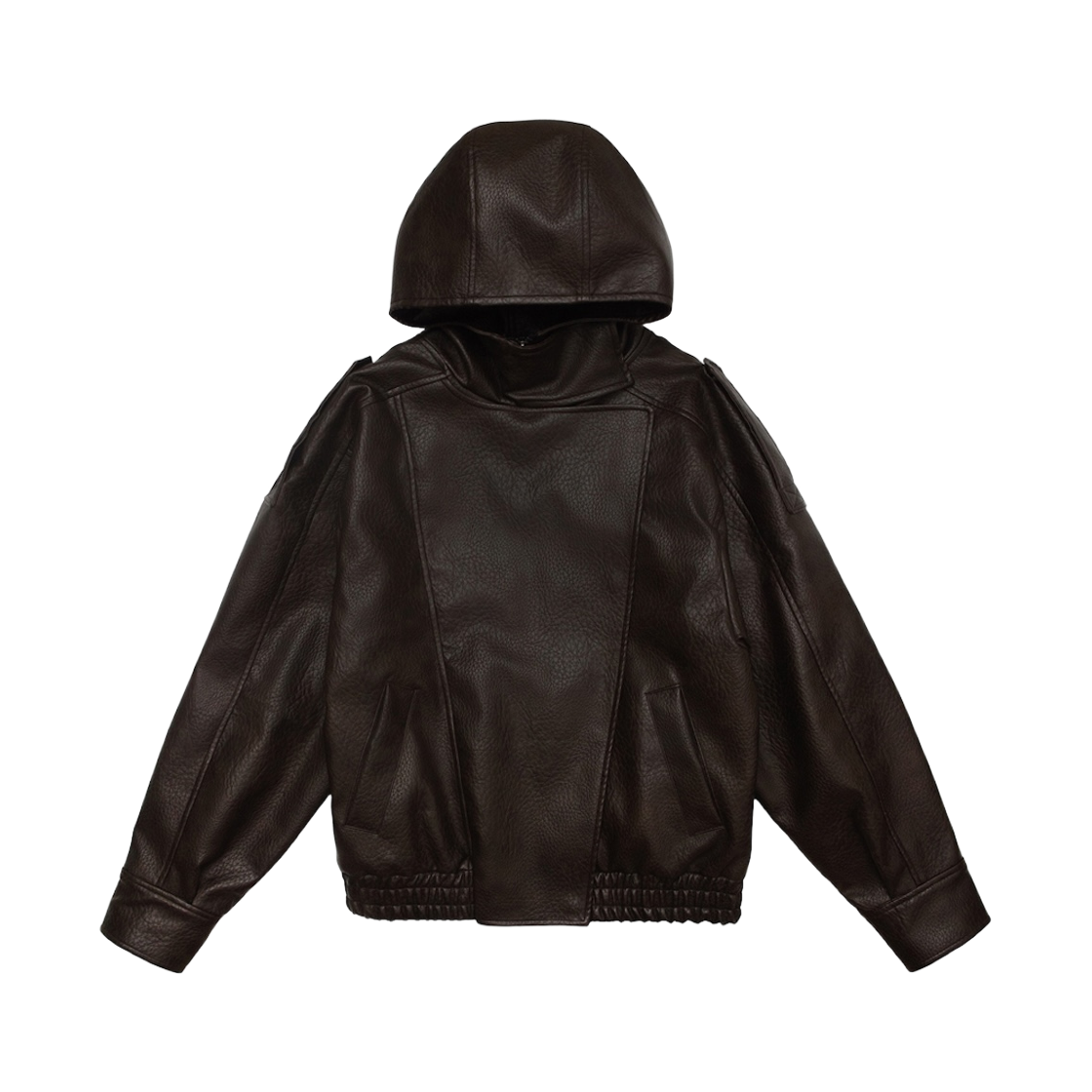 CN26FW-JK03BR CALL OUT NEW YEAR Cony High-Neck Hooded Leather Jacket / Brown