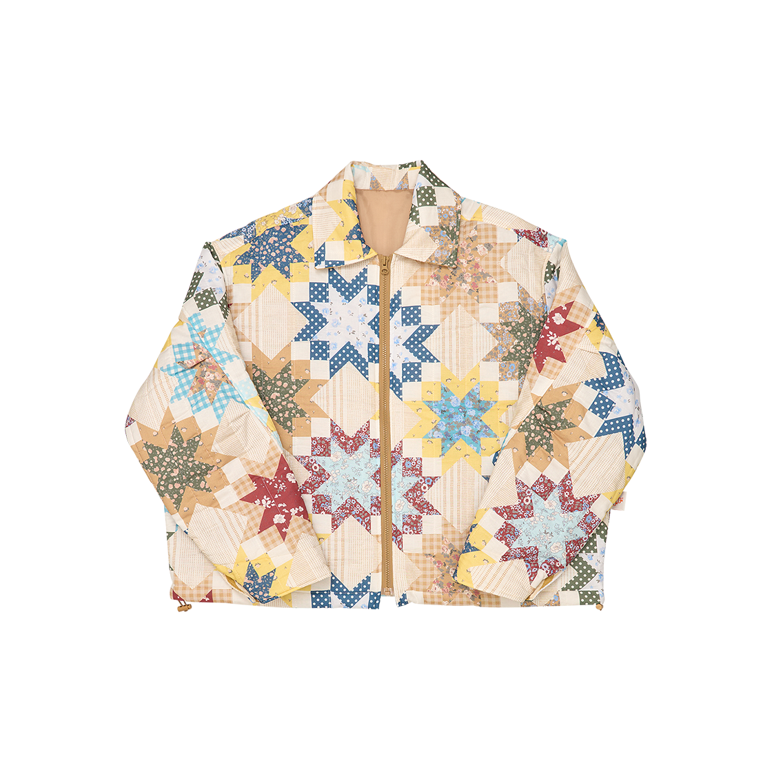 G83106_YE GORT Patchwork Graphic Quilting Work Jacket Yellow