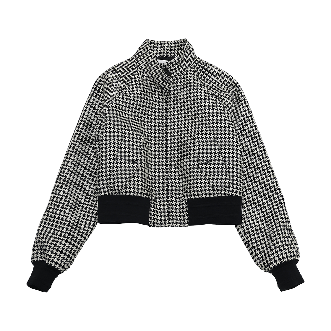 ITELCADH8M69 Dior Houndstooth Pattern Cropped Zip Up Wool Jumper