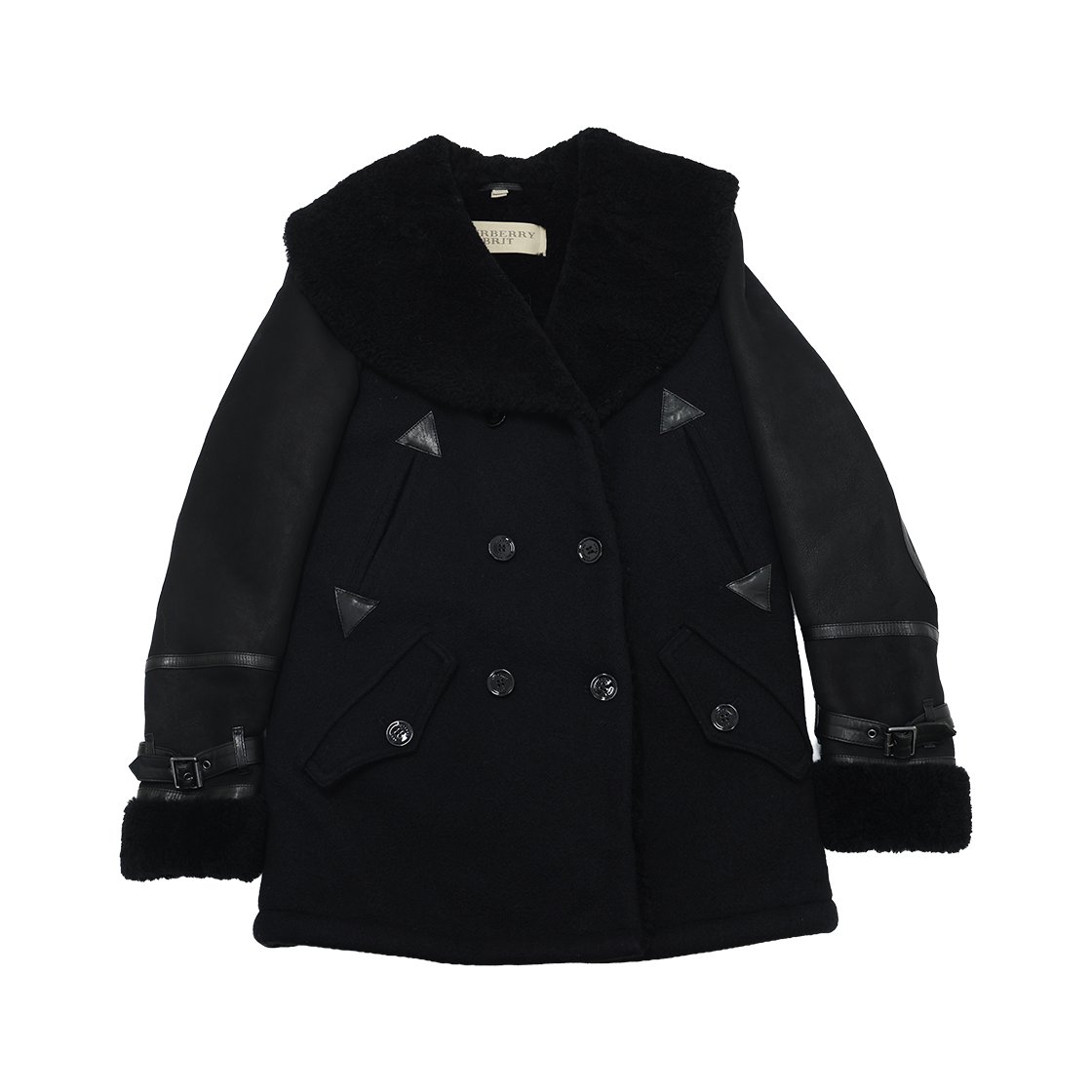 ITITOAWV7G59 Burberry Brit Lamb Shearling Combination Peacoat Black