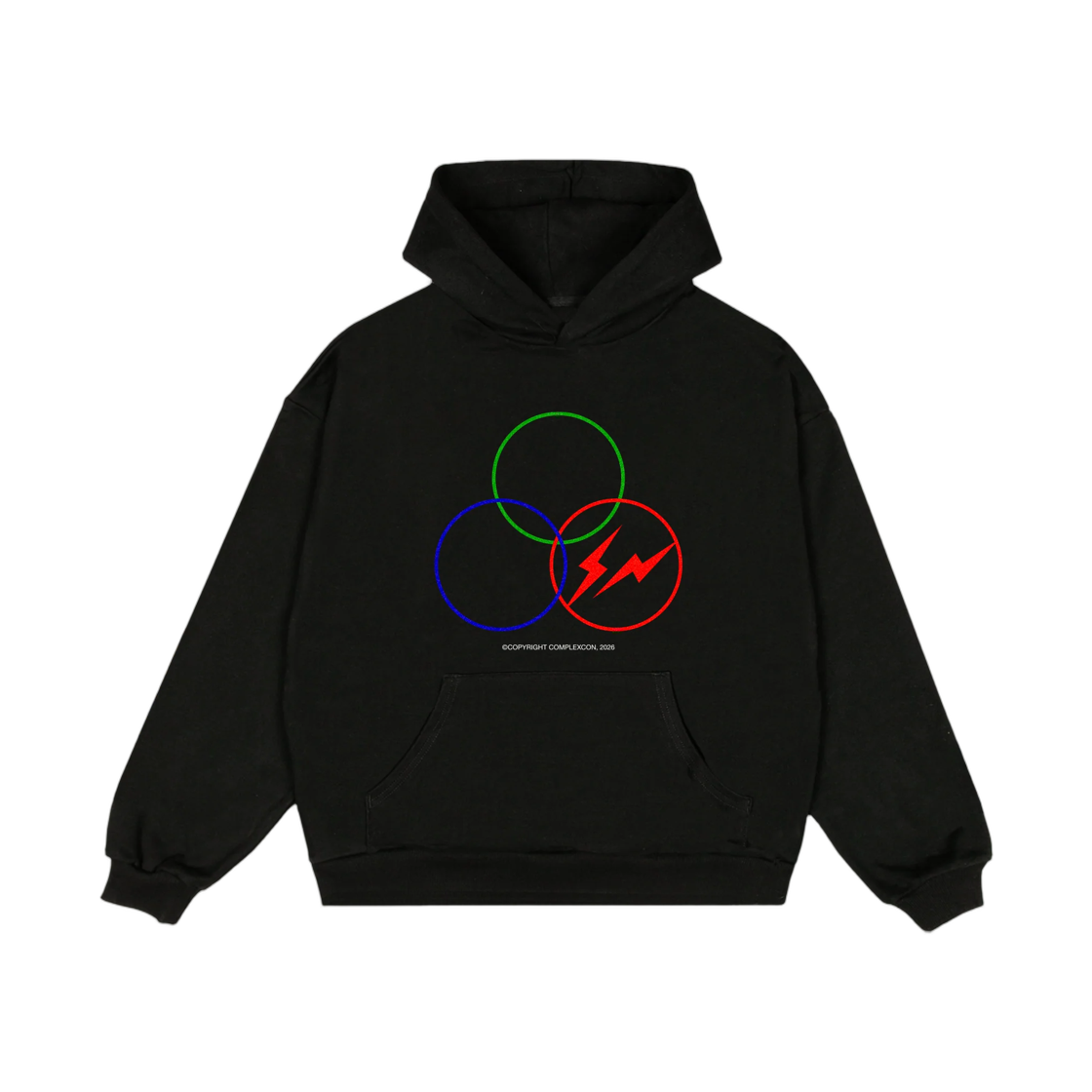 프라그먼트 x 컴플렉스 컴플렉스콘 링스 후드 블랙(Fragment x Complex Complexcon Rings Hoodie Black)