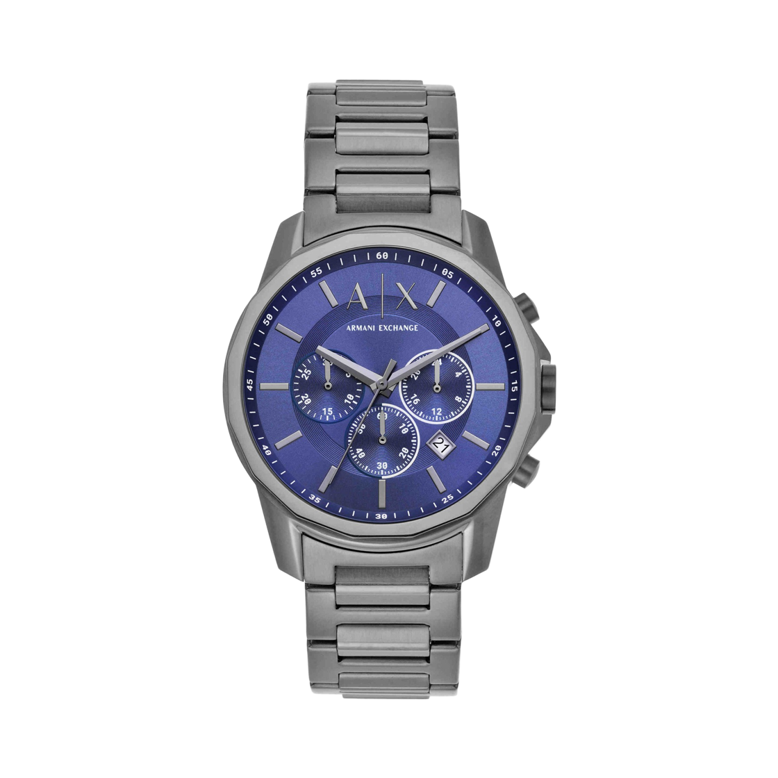 아르마니 익스체인지 쿼츠 크로노그래프 44mm 스테인리스 스틸 그레이 블루(Armani Exchange Quartz Chronograph 44mm Stainless Steel Grey Blue)