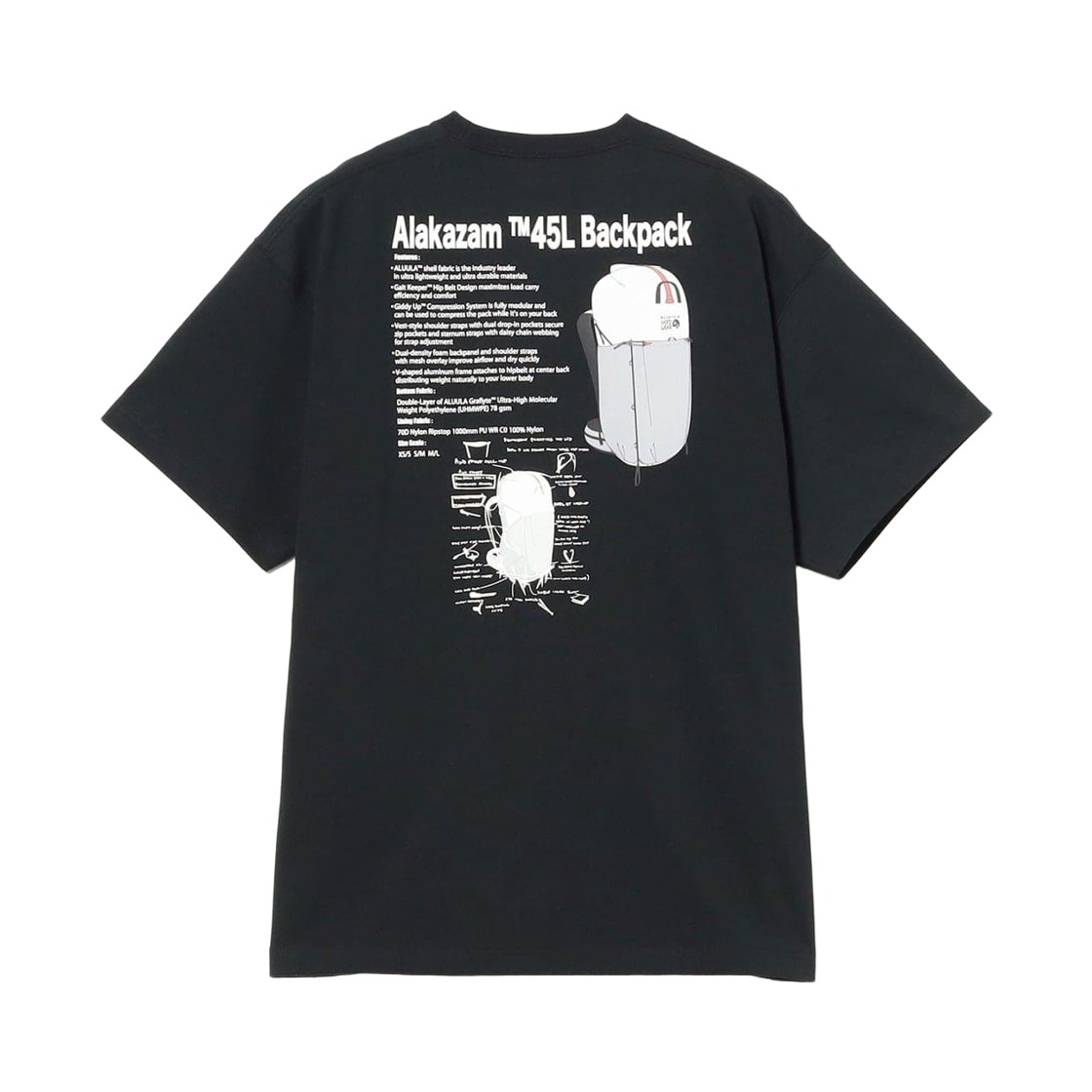 마운틴 하드웨어 x 빔즈 50주년 알라카잠 백팩 티셔츠 블랙(Mountain Hardwear x Beams 50th Anniversary Alakazam Backpack T-Shirt Black)