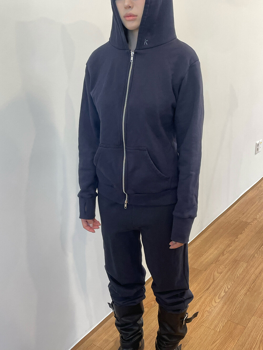 키아세 슬림 집업 후드 네이비(Kiiace Slim Zip-Up Hoodie) - 5