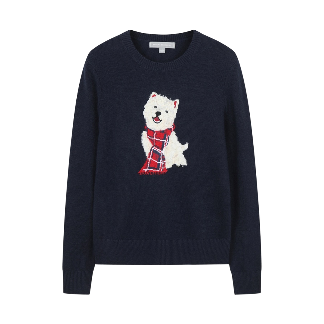BBWRWFG302-ZNA BrooksBrothers Women's Dog Intarsia Pullover Navy