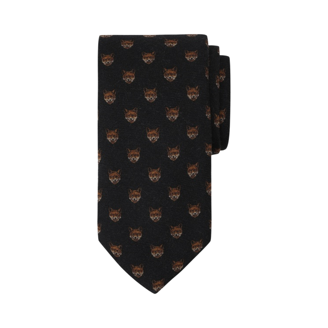 BBATMMG501-ZBK BrooksBrothers Woven Wool Fox Tie Black