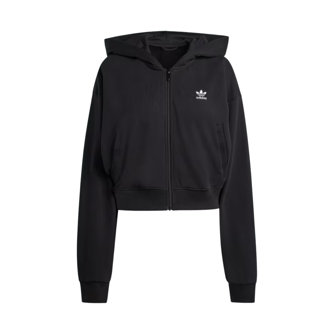 KE3215 (W) Adidas Essentials French Terry Cropped Zip Hoodie Black - KR Sizing