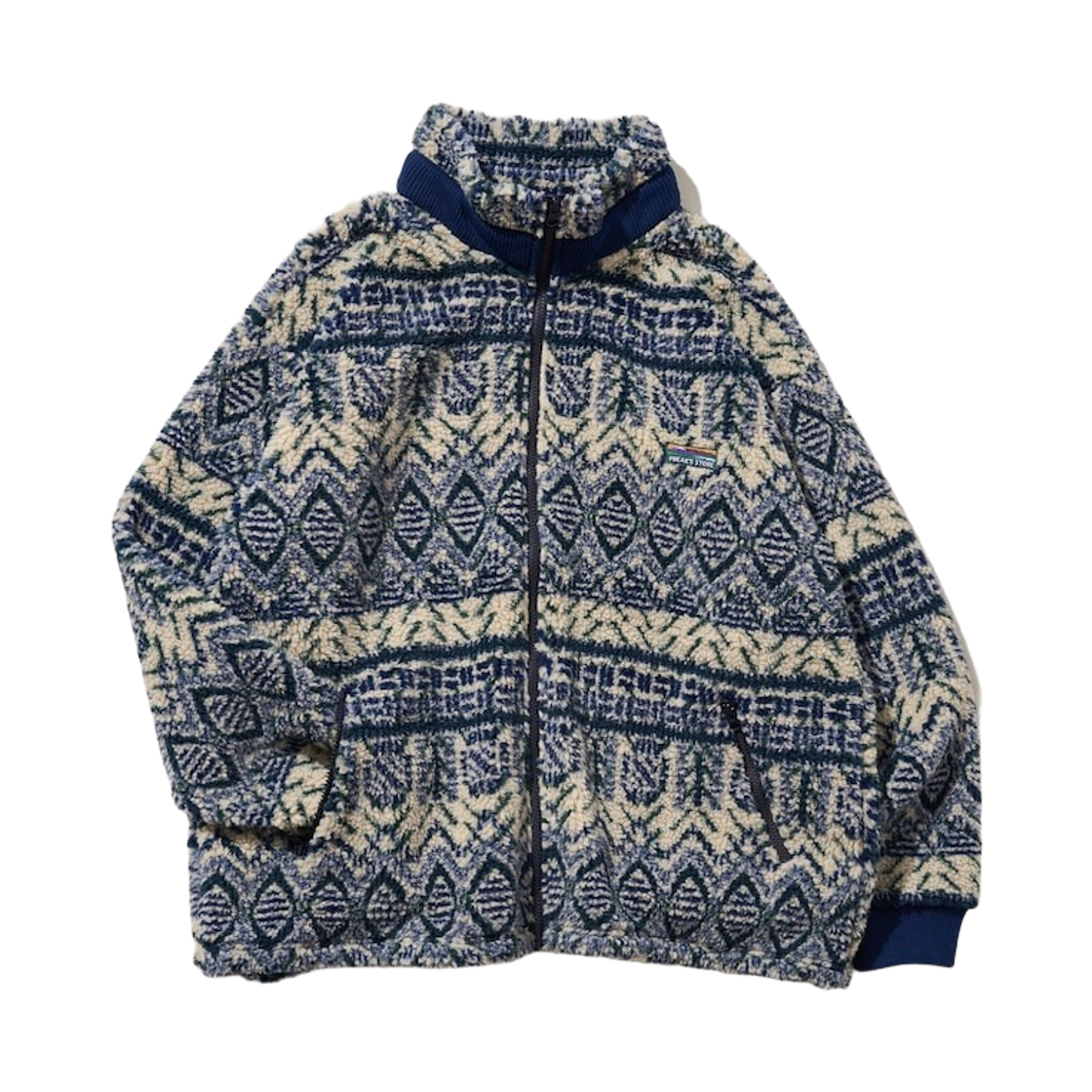 1359248600009 (W) Freak's Store Outdoors Jacquard Boa Zip Blouson Limited Edition Blue