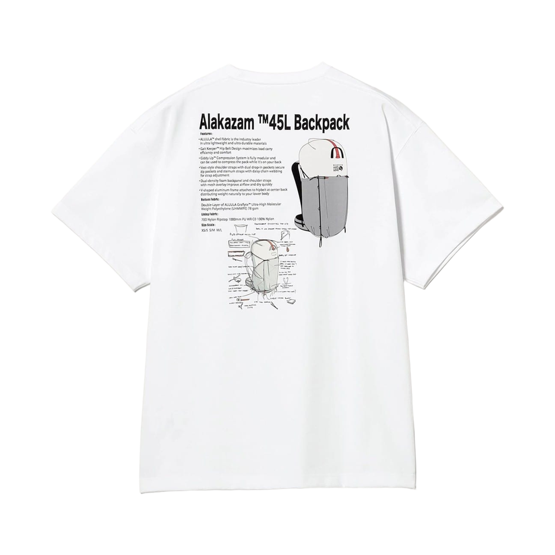 마운틴 하드웨어 x 빔즈 50주년 알라카잠 백팩 티셔츠 화이트(Mountain Hardwear x Beams 50th Anniversary Alakazam Backpack T-Shirt White)