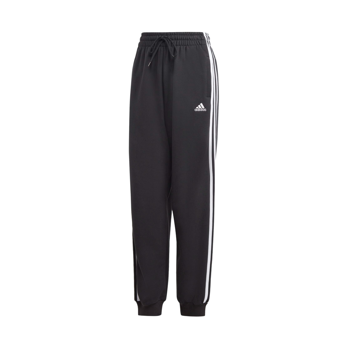 HA4375 (W) Adidas Essentials 3-Stripes French Terry Loose Fit Pants Black White - KR Sizing