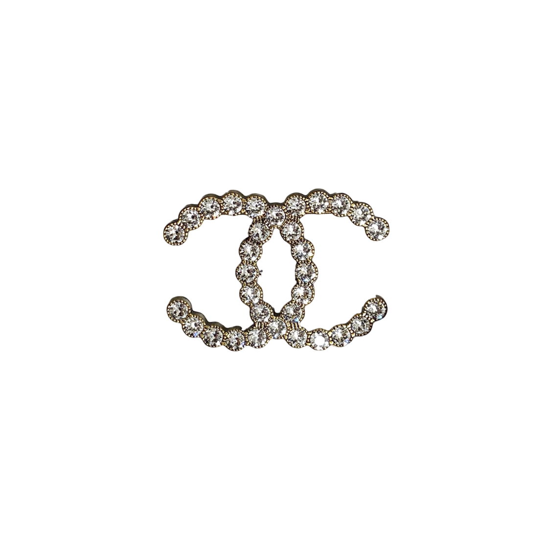 ITPFVKA76FF7 Chanel CC Big Logo Strass Gold Brooch