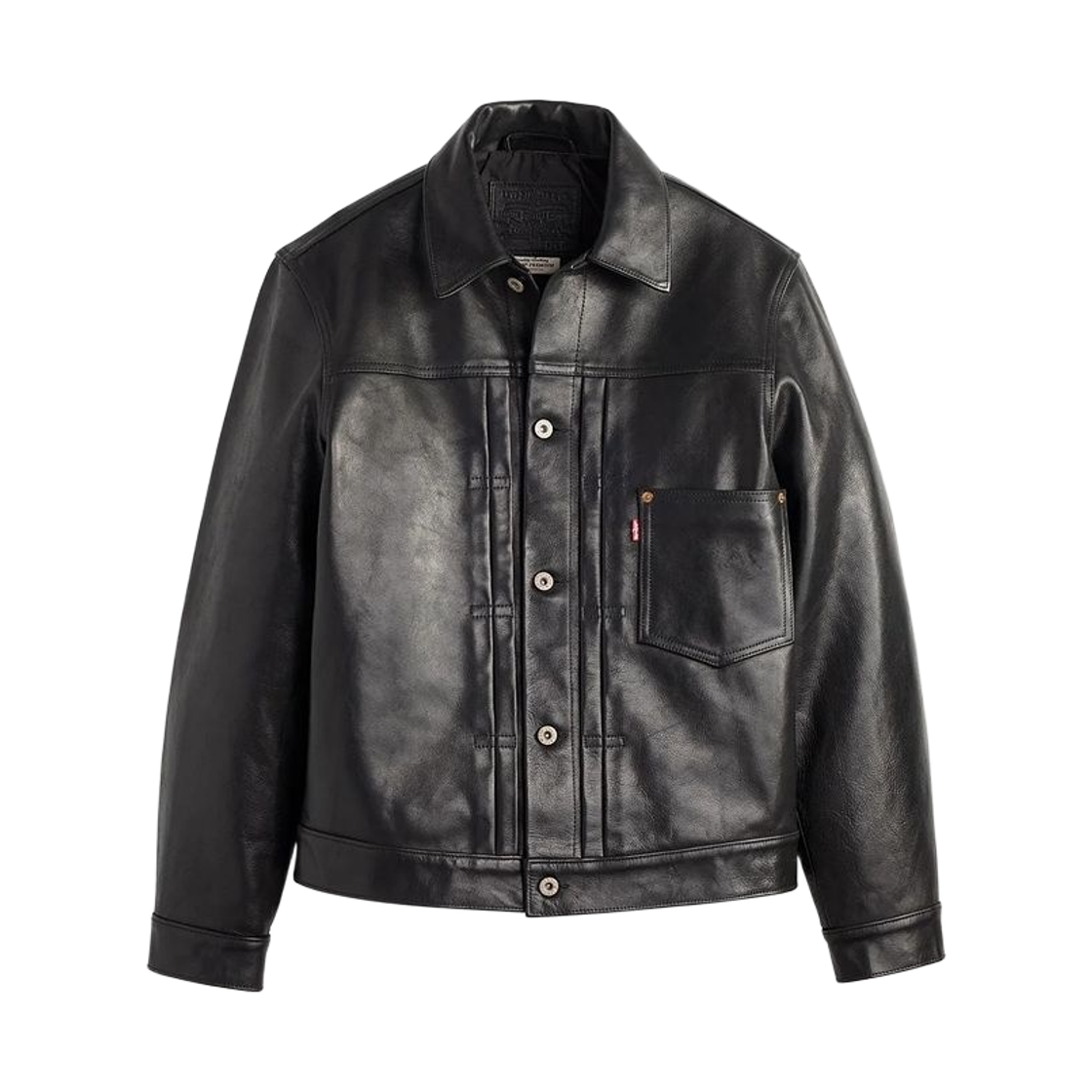 005PT-0001 Levi's Type 1 Leather Trucker Jacket Black Velvet Ranch Black