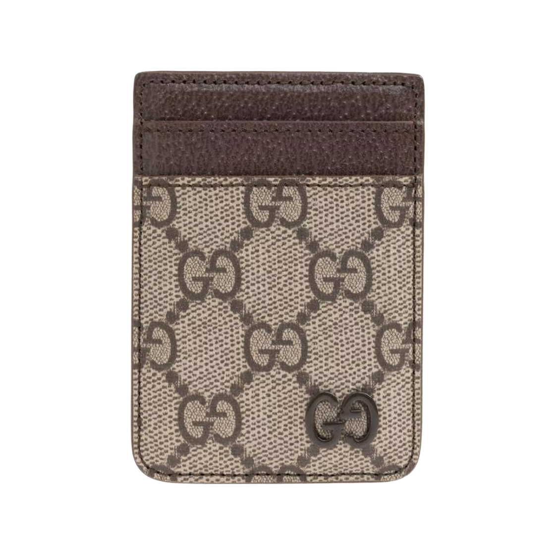 817197-FACQC-9773 Gucci Bi-Color Magnetic Card Case Beige Ebony