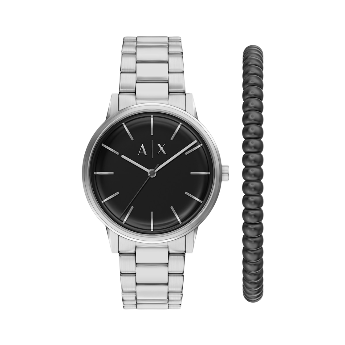 AX7182SET Armani Exchange Quartz Chronograph 42mm Stainless Steel Bracelet Set Silver Black