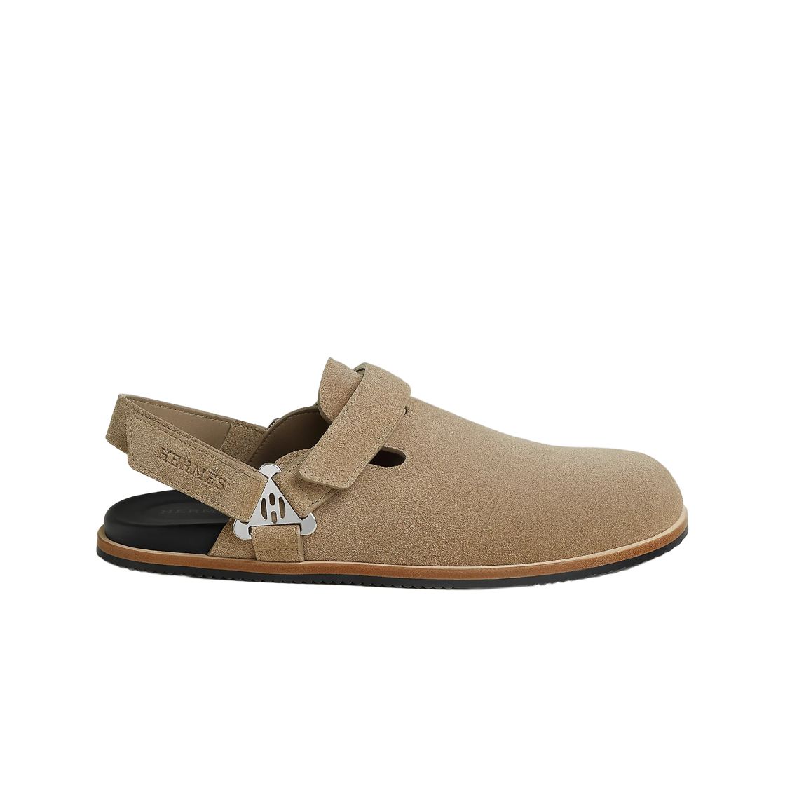 H262002ZC9 (W) Hermes Noon Mule Suede Calfskin & Beige Sable
