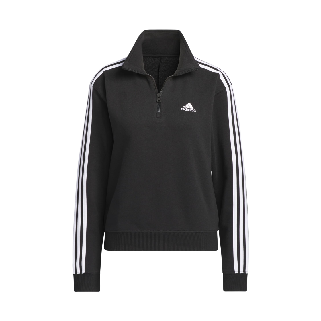 IC8780 (W) Adidas Essentials 3-Stripes Quarter Zipper Sweatshirt Black White - KR Sizing