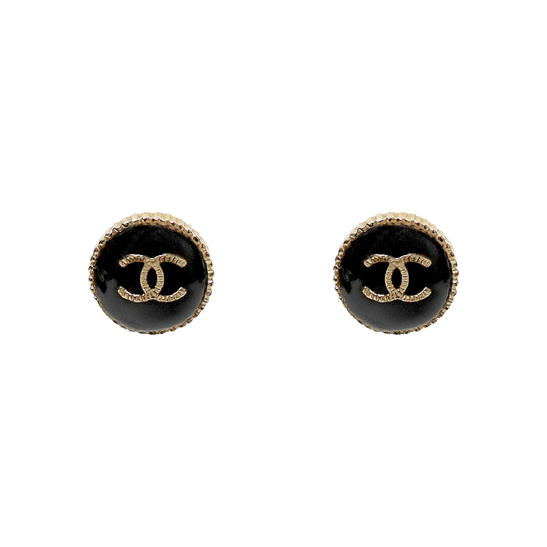 IT6N59QV393G Chanel Black Round CC Earrings