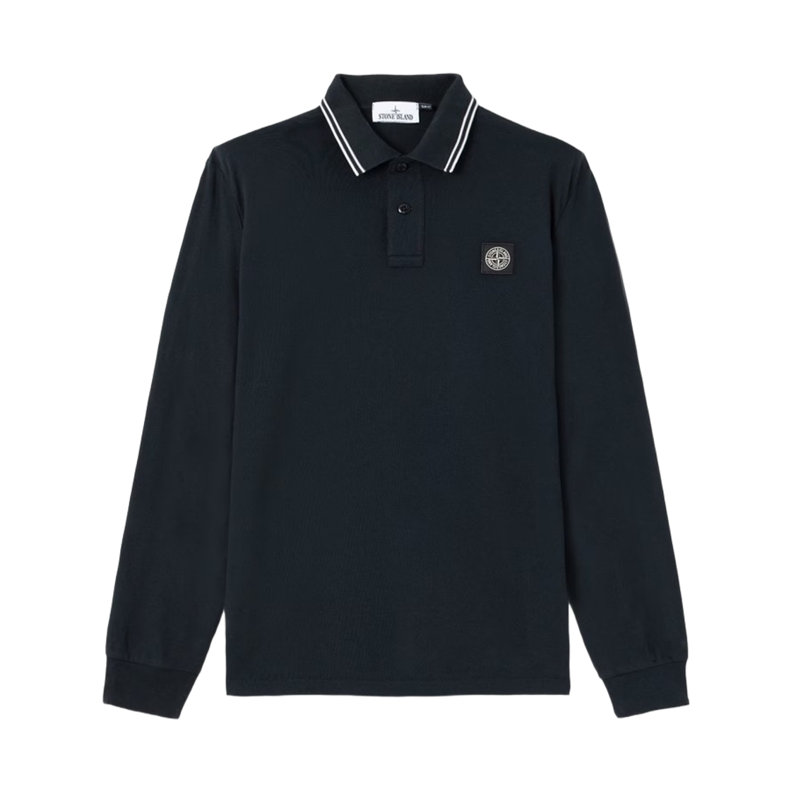L2S1522000-12S0018-V0020 Stone Island 2200012 Organic Cotton Pique with Stretch Slim-Fit Long Sleeve Polo with Compass Patch Navy Blue - 26FW