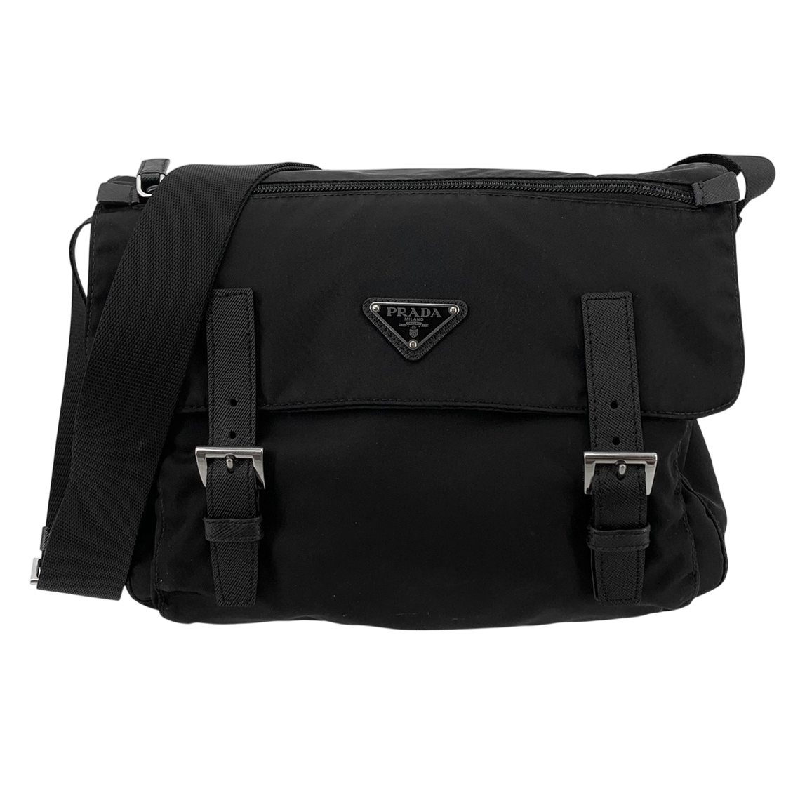 IT4BP9G6PSKS Prada Nylon Triangle Logo Messenger Bag