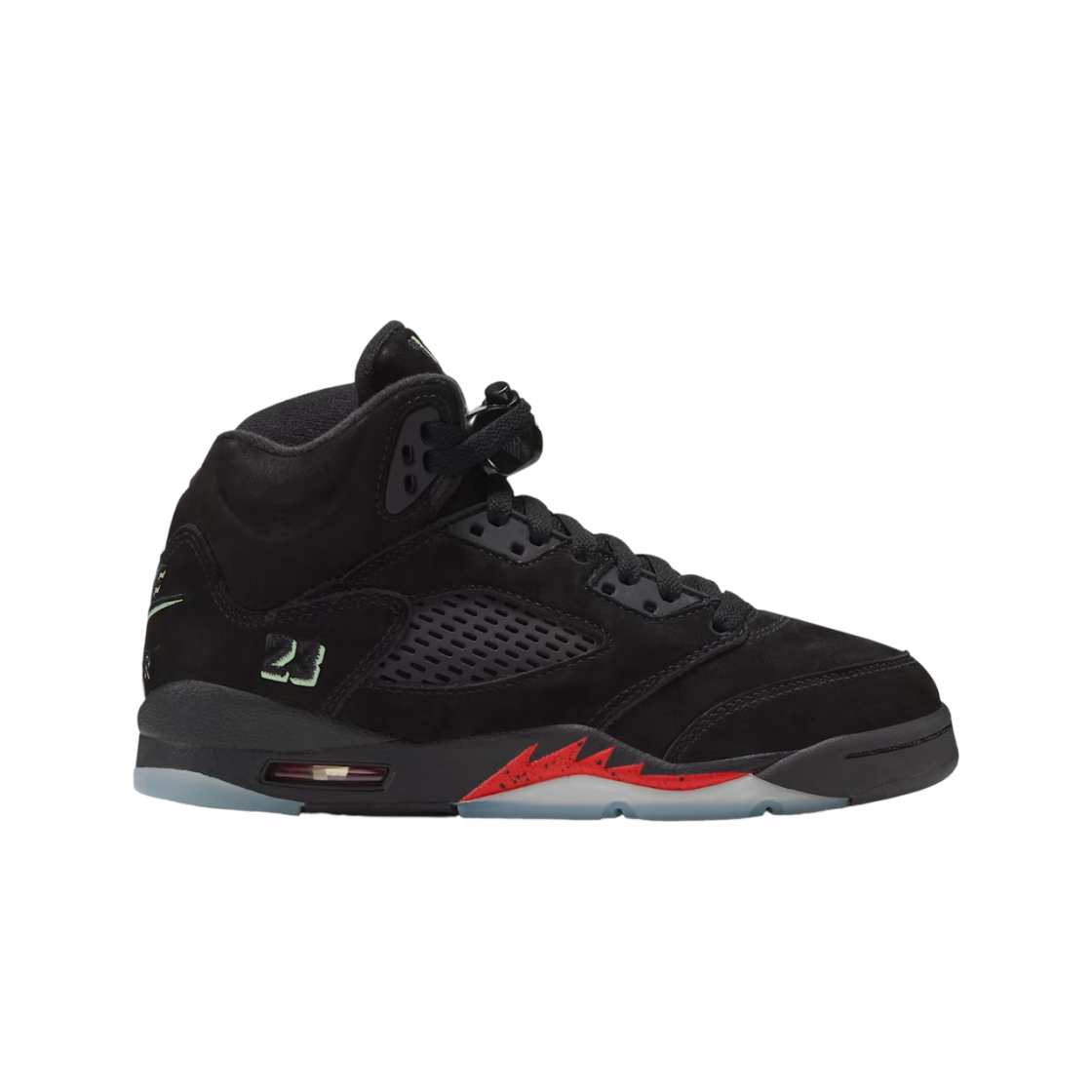 HQ7980-001 (GS) Jordan 5 Black Halloween Black and Picante Red