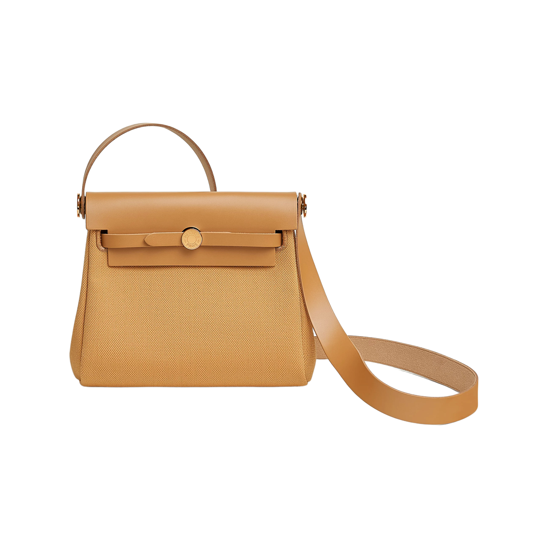 H086430CCAO Hermes Herbag Zip 20 Bag Military Canvas Hunter Cowhide & Gold Paille
