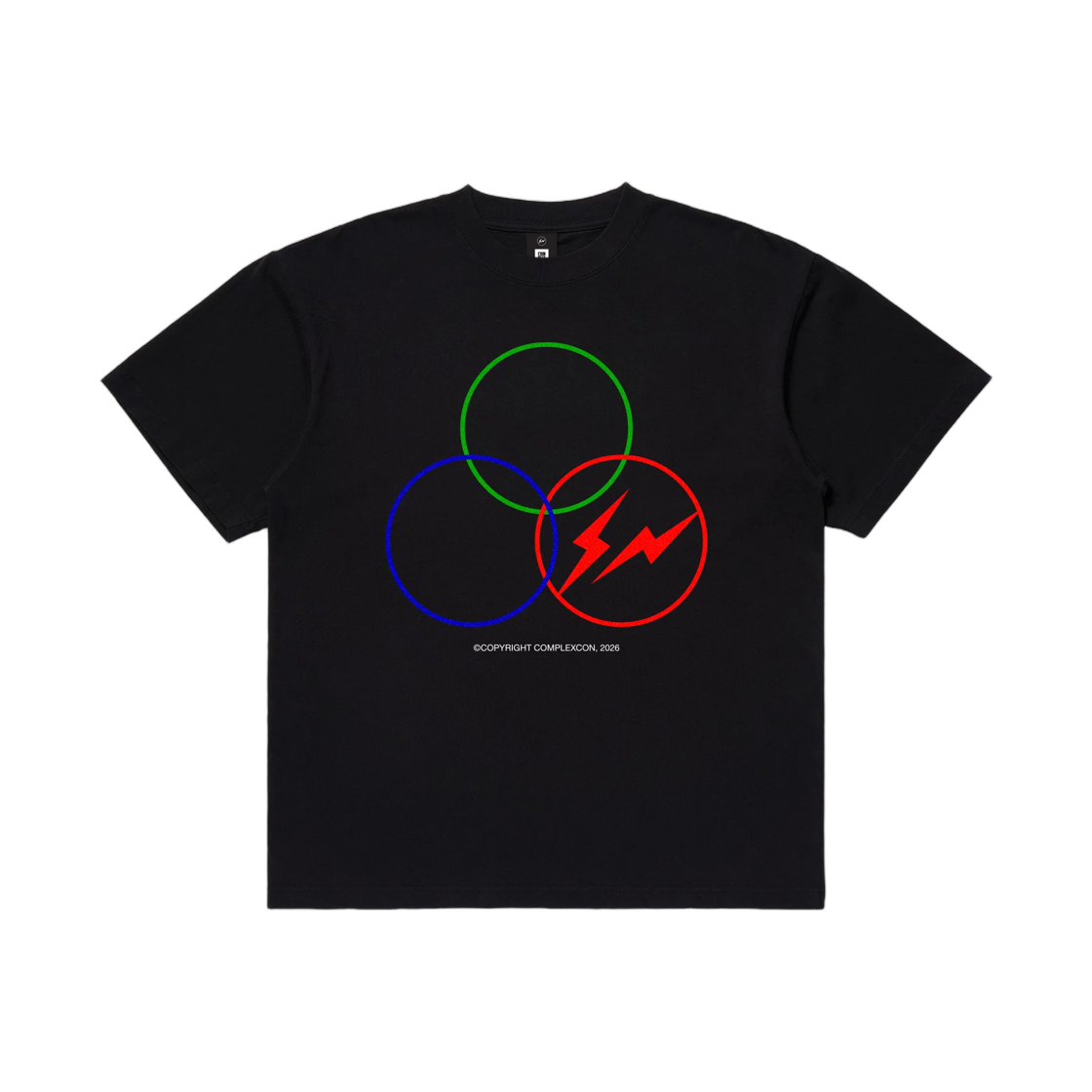 프라그먼트 x 컴플렉스 컴플렉스콘 링스 티셔츠 블랙(Fragment x Complex Complexcon Rings T-Shirt Black)