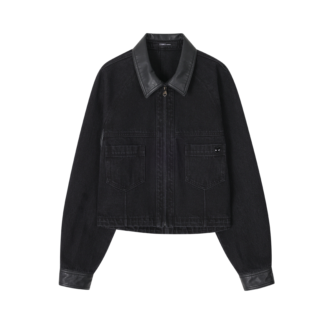 WI5JP808BK SONGZIO WOMAN Crop Denim Zip Up Black