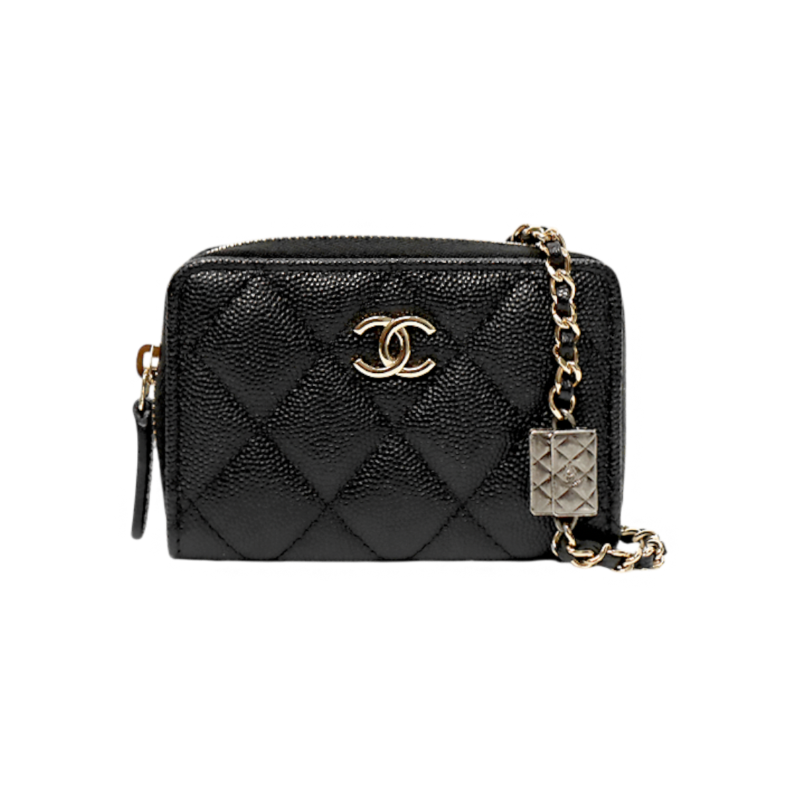 ITVD97QUJNJT Chanel Black Caviar Classic Chain Card Wallet