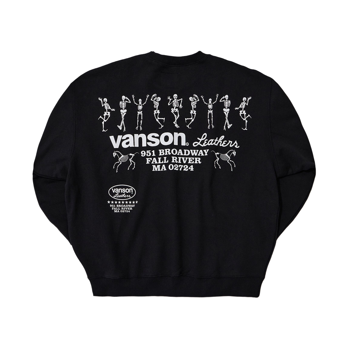 벤슨 레더 댄싱 본 롱 슬리브 스웻셔츠 / 블랙 & 화이트(Vanson Leathers Dancing Bone Sleeve Sweat Shirt / Black & White)