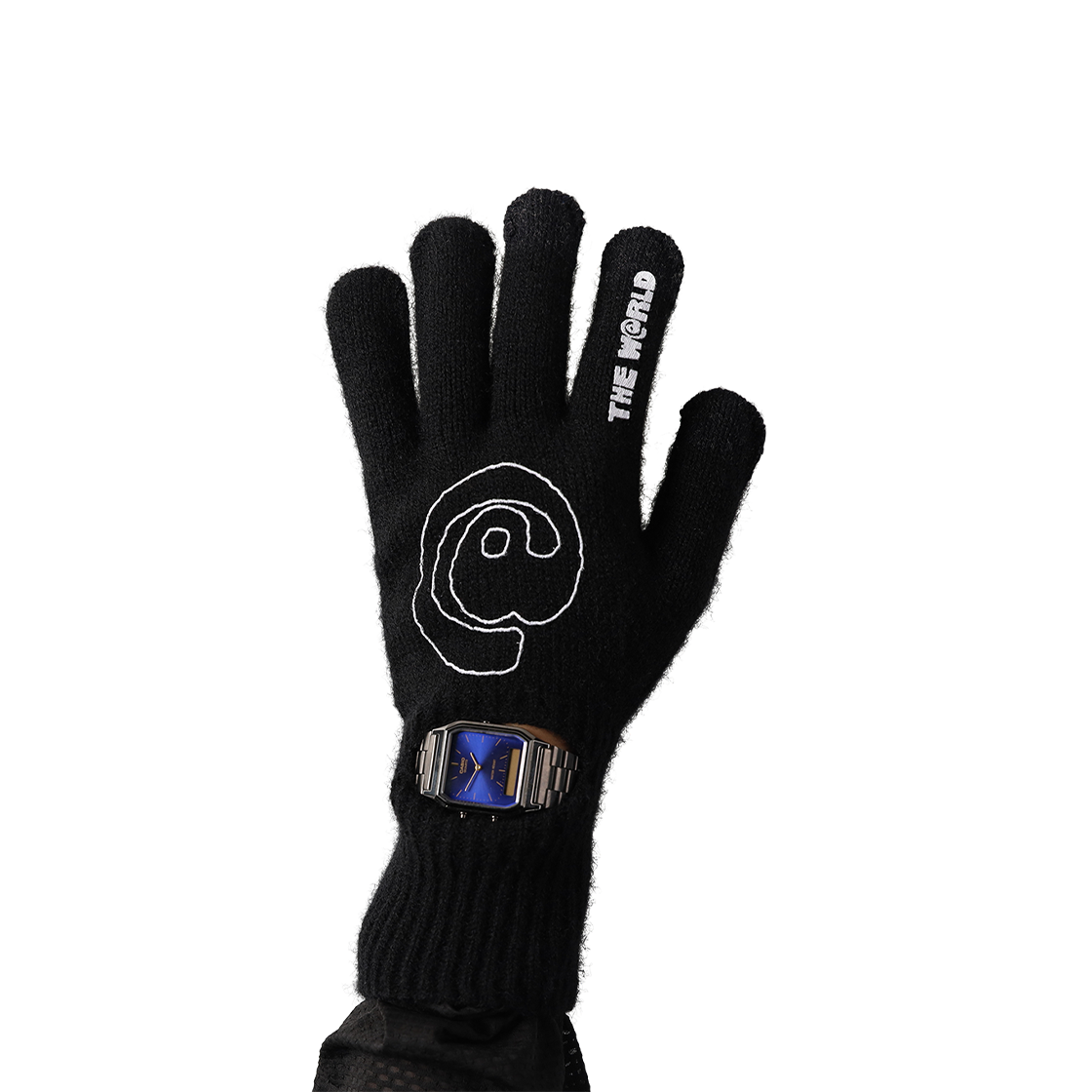더왈드 앳심볼 워치홀 니트 장갑 블랙(THE WARLD At Symbol Watch Hole Knit Glove Black) - 2