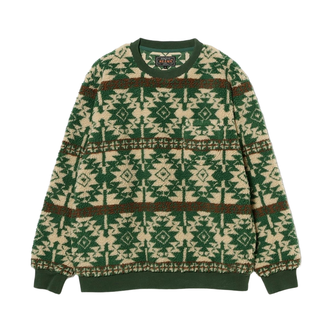 38-13-0233-156 Beams Plus Crew Boa Jacquard Green