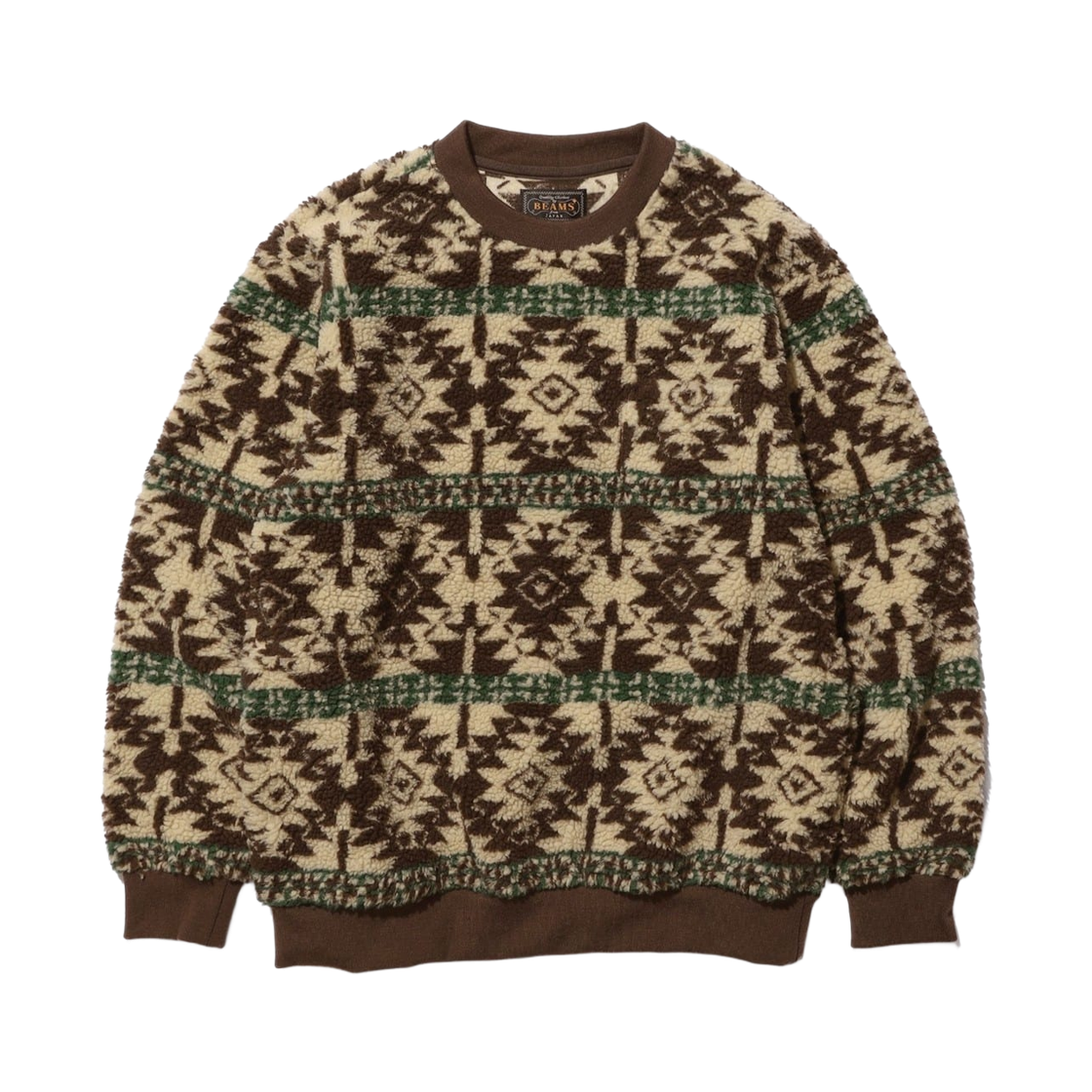 38-13-0233-156 Beams Plus Crew Boa Jacquard Brown