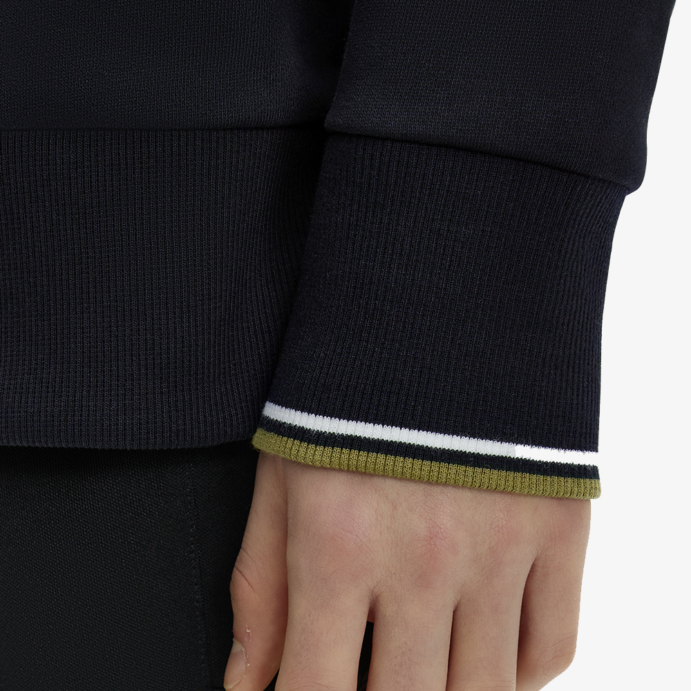 프레드페리 릴렉스드 하프 집 칼라 스웻셔츠 블랙(Fred Perry Relaxed Half Zip Collared Sweatshirt Black) - 5